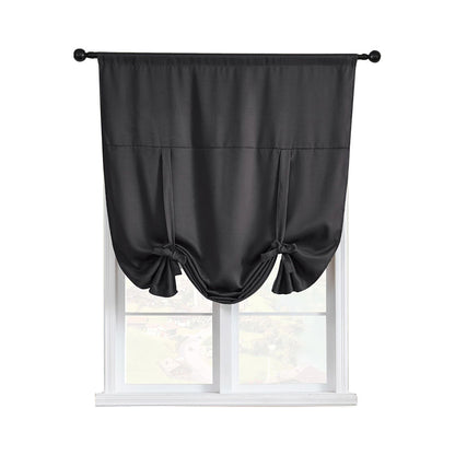 Thermal Insulated Tie Up Window Shade Light Blocking Curtain Black