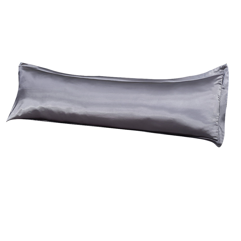 2Pcs Bedsure Satin Cooling And Silky Long Double Pillow Cover With Envelope Closure-Dilver Gray
