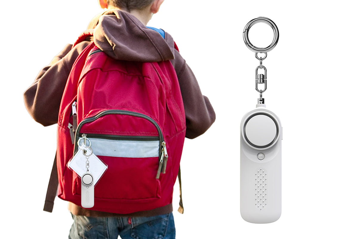 Self Defense Alarm Keychain with Mini Emergency LED Flashlight-White