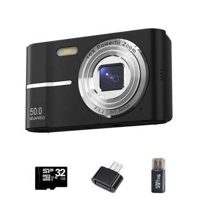 4K Digital Camera Autofocus 50MP HD 1080P Camera for Beginner Student with 32GB Memory Card Black
