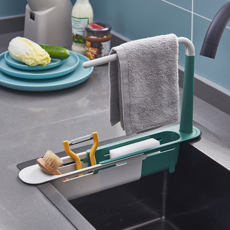 Telescopic Sink Rack Holder Expandable Storage Drain Basket for Home Kitchen