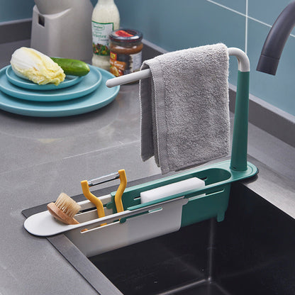 Telescopic Sink Rack Holder Expandable Storage Drain Basket for Home Kitchen