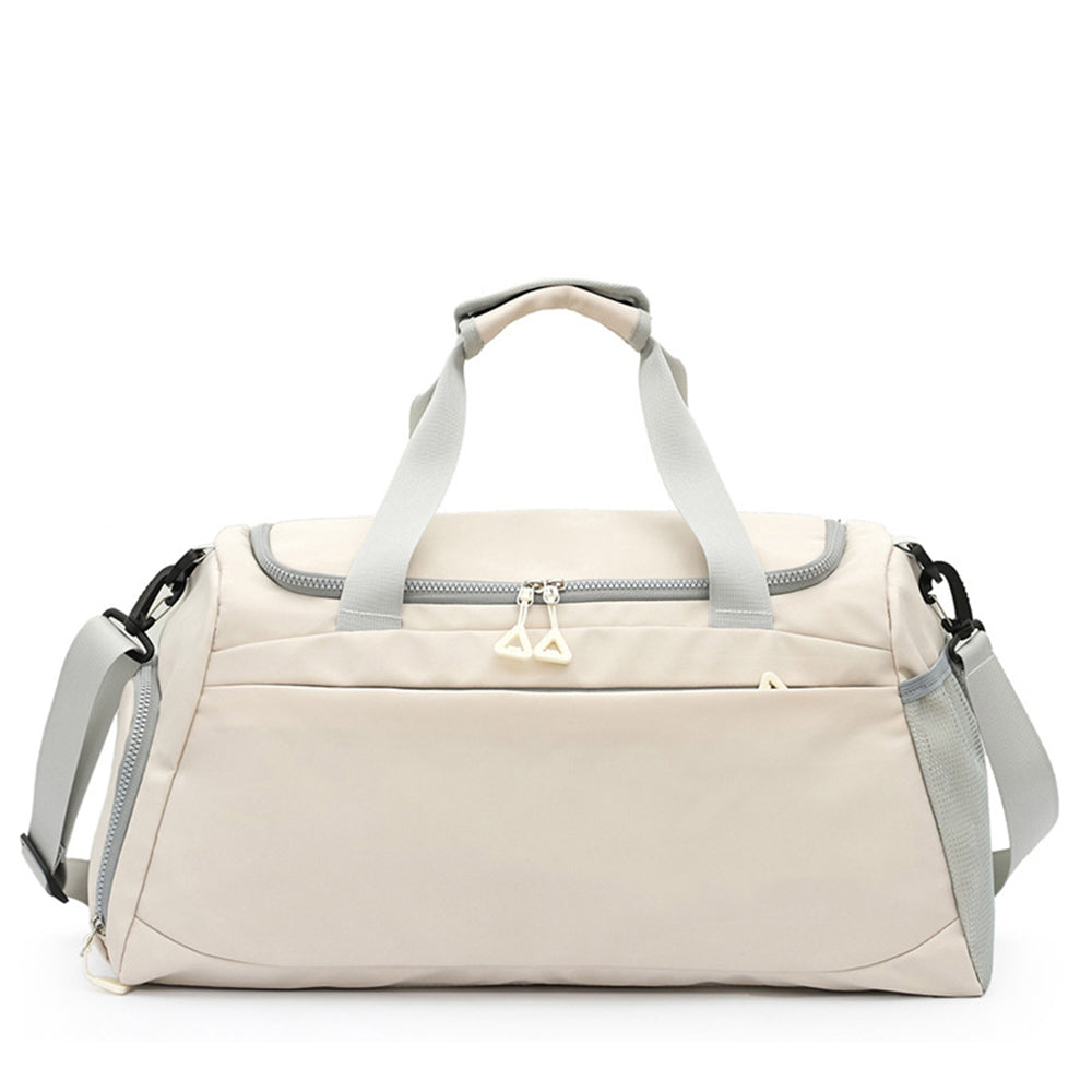 Gym Duffle Bag Travel Weekender Bag with Shoe Compartment Beige