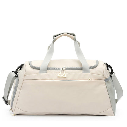 Gym Duffle Bag Travel Weekender Bag with Shoe Compartment Beige