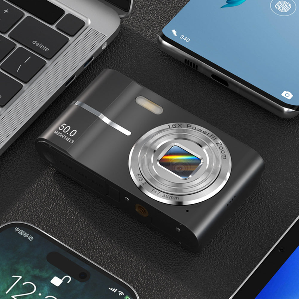 4K Digital Camera Autofocus 50MP HD 1080P Camera for Beginner Student with 32GB Memory Card Black