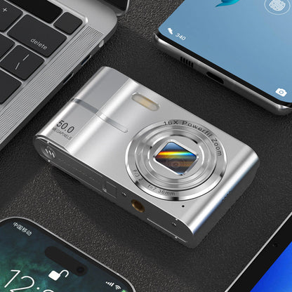 4K Digital Camera Autofocus 50MP HD 1080P Camera for Beginner Student with 32GB Memory Card Silver