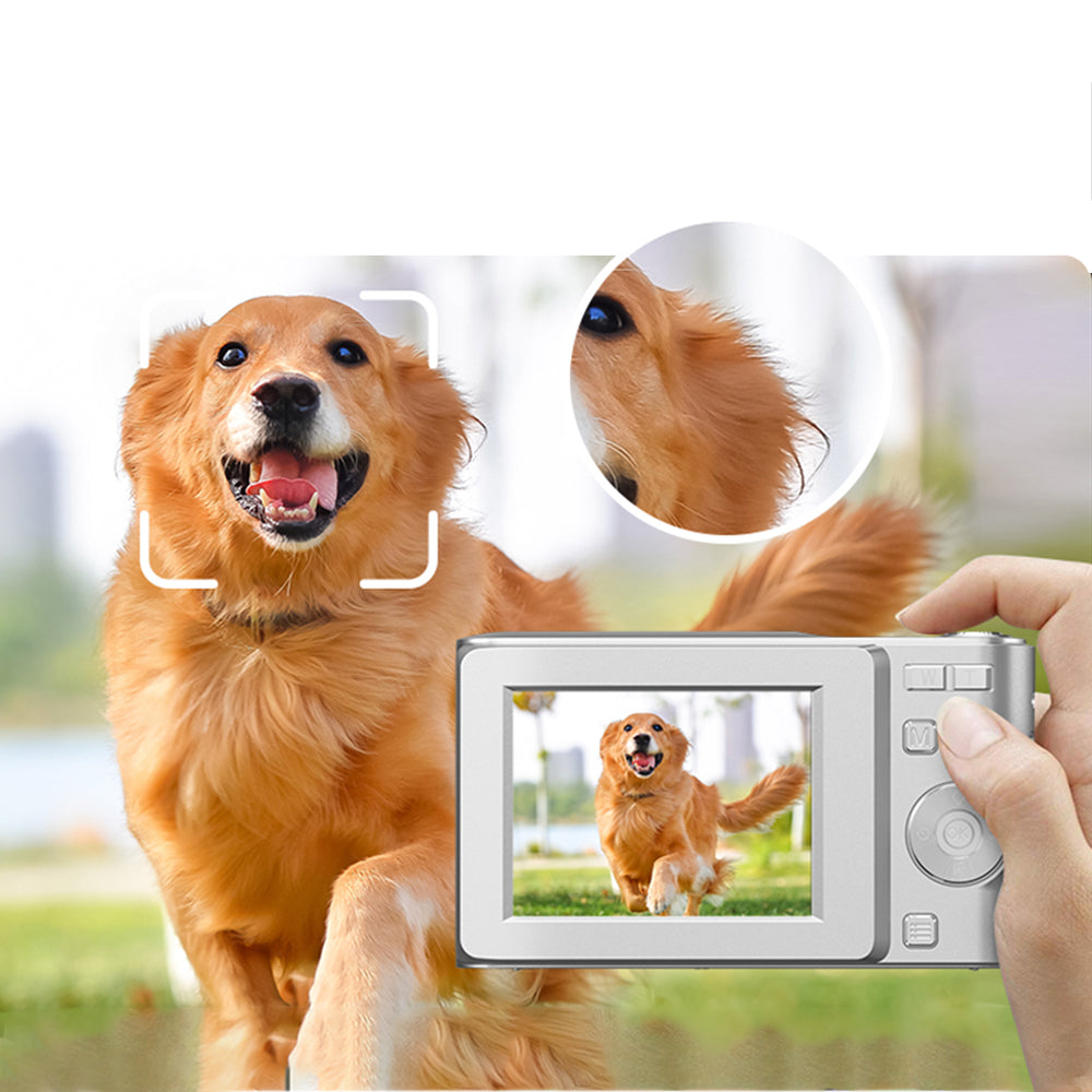 4K Digital Camera Autofocus 50MP HD 1080P Camera for Beginner Student with 32GB Memory Card Silver