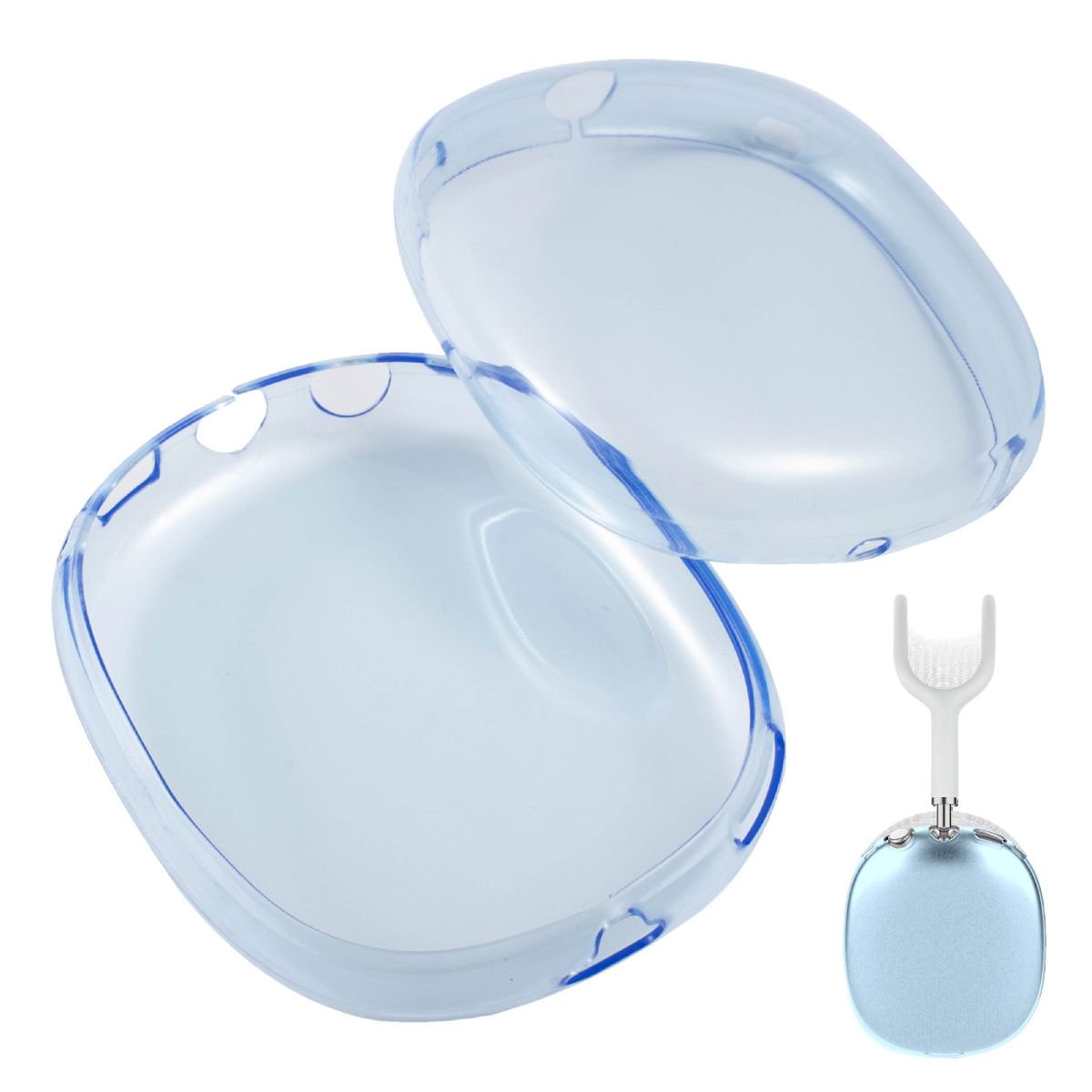 Case Cover for AirPods Max Headphones 2pcs Headphone Clear Case Shockproof Full Cover Protector for Apple AirPods Max -Blue