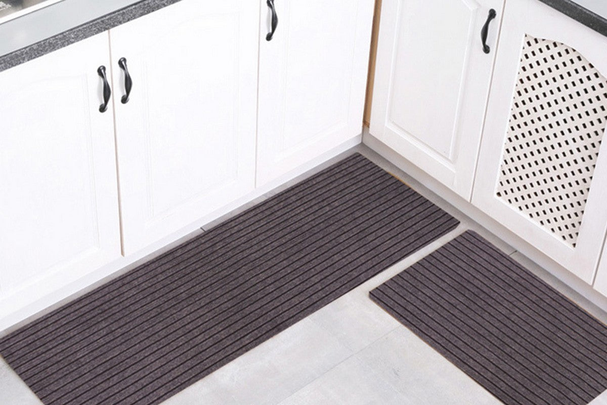 Stripe Anti-Fatigue Kitchen Mat Waterproof Non Slip Cushioned Foam-Brown