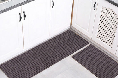 Stripe Anti-Fatigue Kitchen Mat Waterproof Non Slip Cushioned Foam-Brown