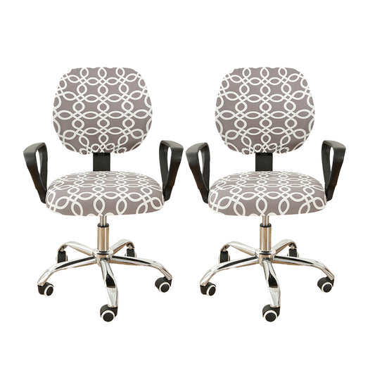 2 Set of 2 Pieces Stretch Split Office Chair Cover Printed Computer Office Chair Covers-Style 1