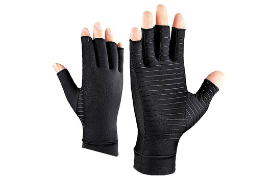 1 Pair Arthritis Gloves Copper Infused Fingerless Compression Gloves for Women