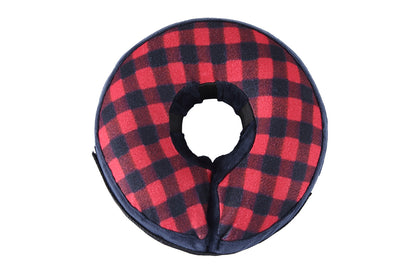 Inflatable Pet Protective Collar - Red and balck grid