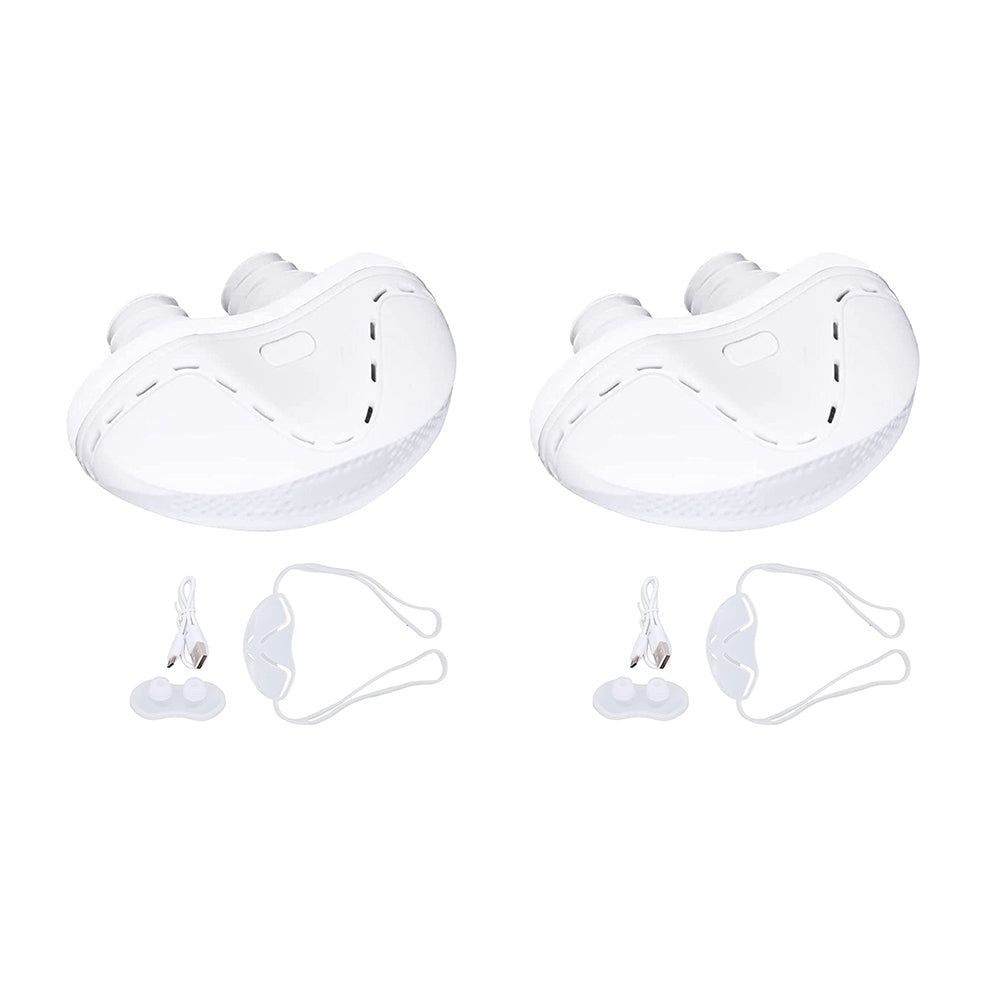 2pcs Anti Snoring Devices Electric Mini Noise Solution Sleep Stop Snore Aid Stopper for Men Women -White