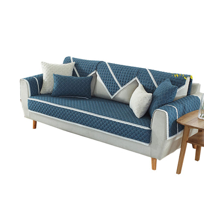 Soft Sofa Cover Quilted Sectional Couch Covers -Blue