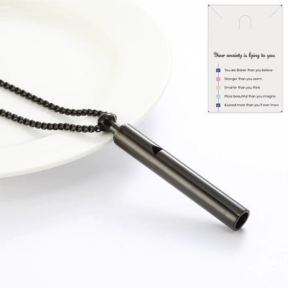 Meditation Necklace Triangle Cutout Necklace Stress Reducing Breathing Necklace Black