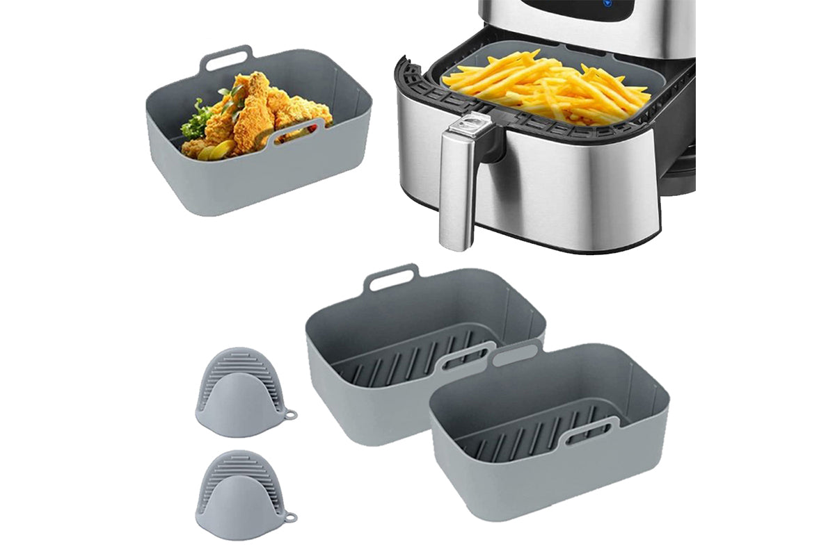 8Pcs Air Fryer Basket Reusable Silicone Pot for Home Kitchen Party Decor-Grey