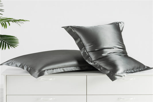 1 Pair Satin Pillowcase Standard Set for Hair and Skin-Gray