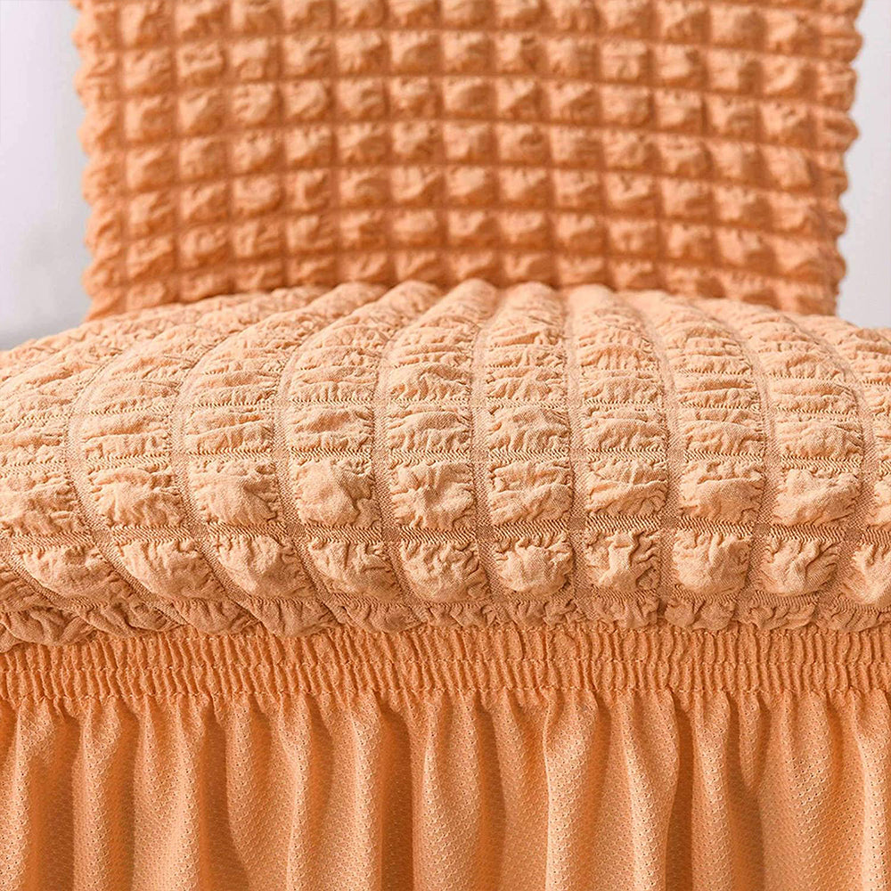 Soft Seersucker Fabric Removable Chair Covers with Lace Skirt -Orange