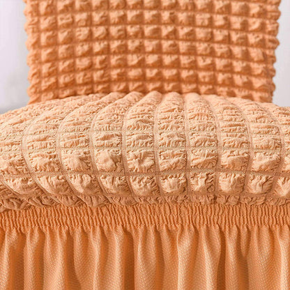 Soft Seersucker Fabric Removable Chair Covers with Lace Skirt -Orange