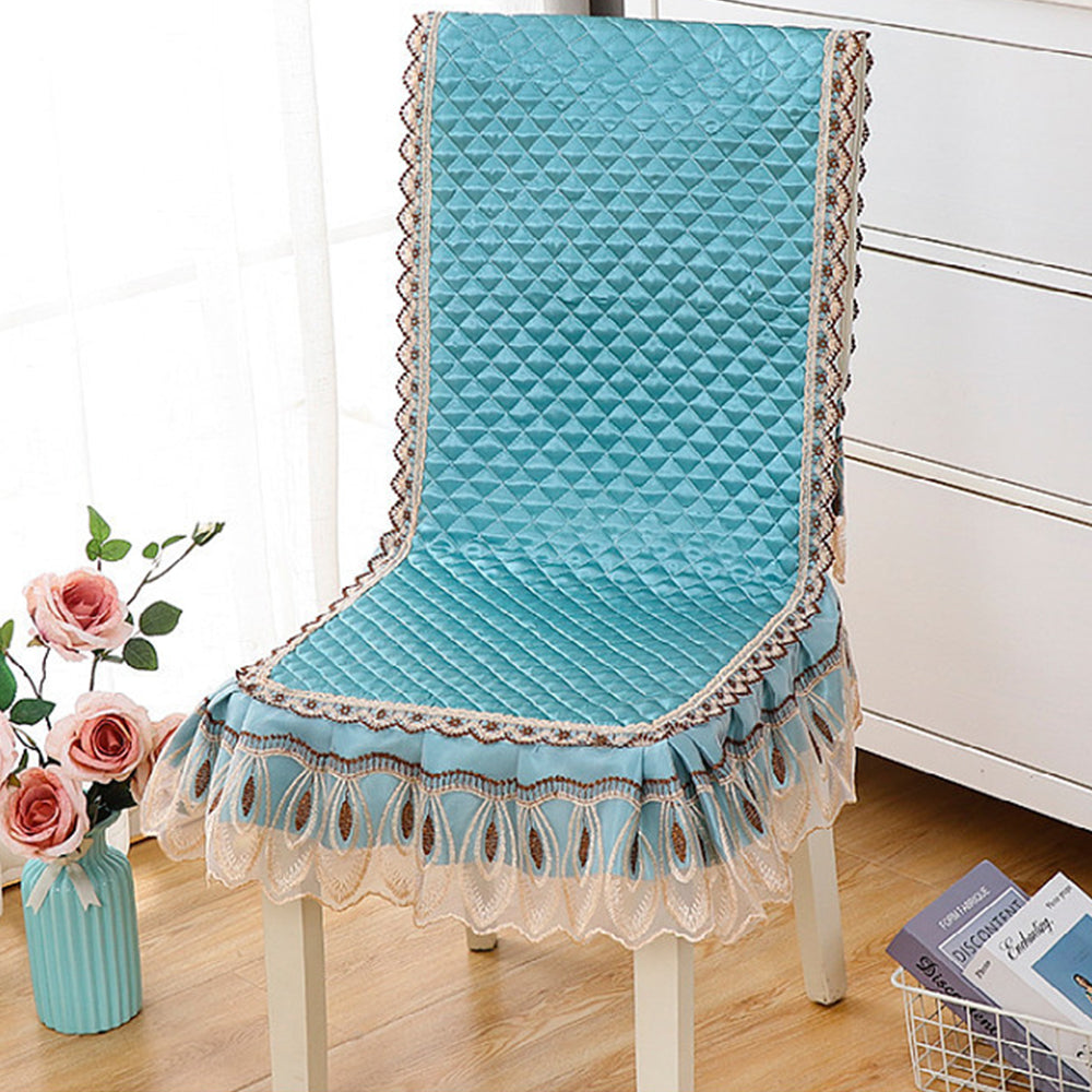 Siamese Chair Cover Non-Slip Thickened Stretch Slipcover Seat Cover -Lake blue