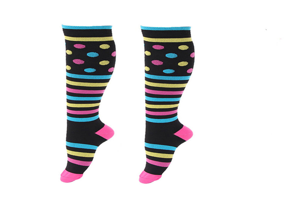 Compression Socks for Women & Men for Athletic Running Cycling-Colorful dots