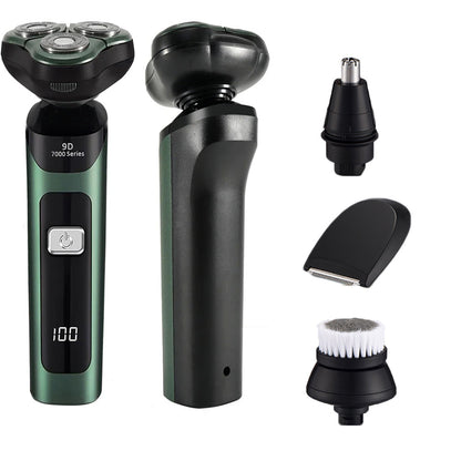 4-in-1 Electric Razor USB Rechargeable Rotary Shaver for Men