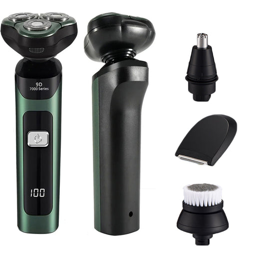 4-in-1 Electric Razor USB Rechargeable Rotary Shaver for Men
