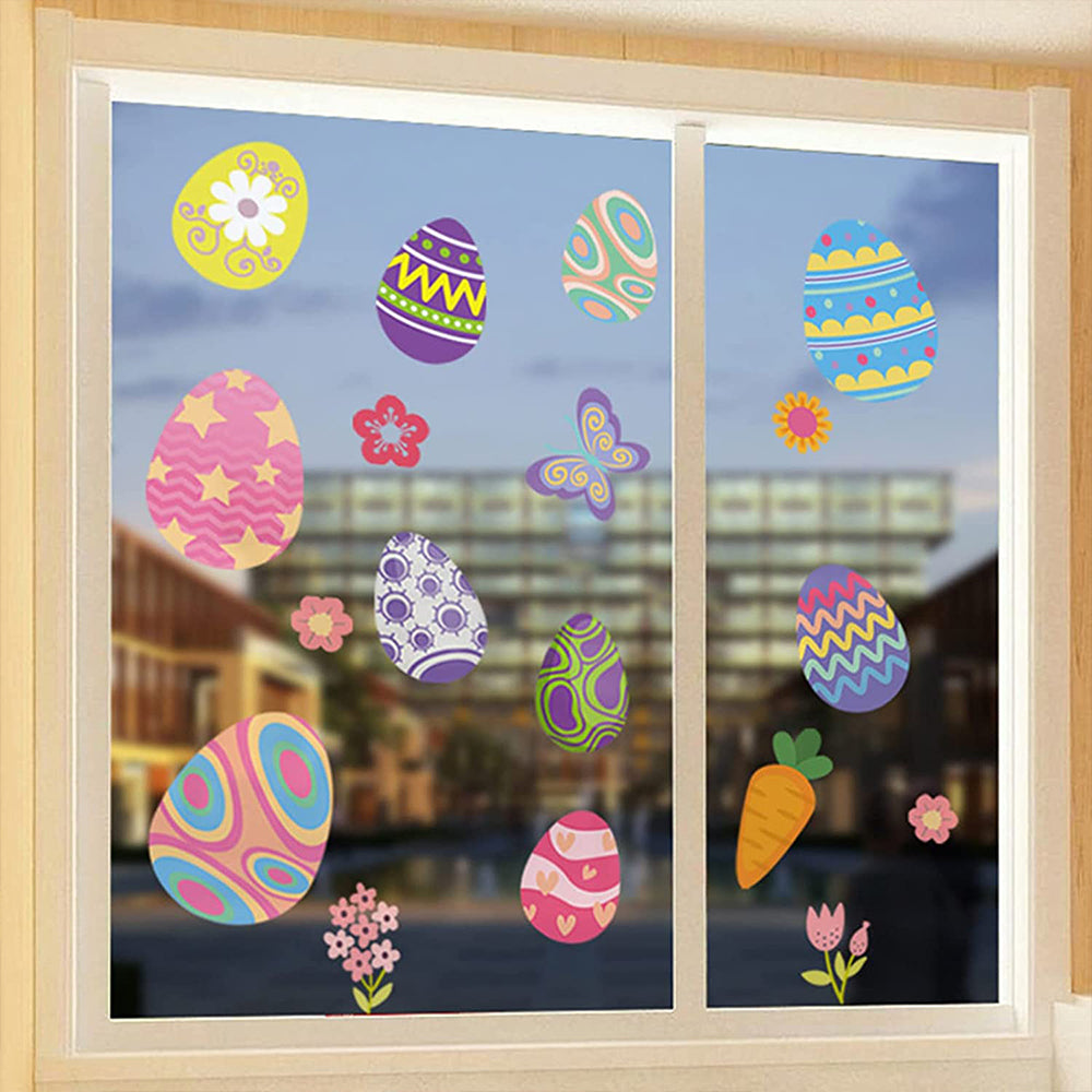 Double Sided Printed Easter Window Cling Stickers Easter Bunny Decal Home Decor -Style 3