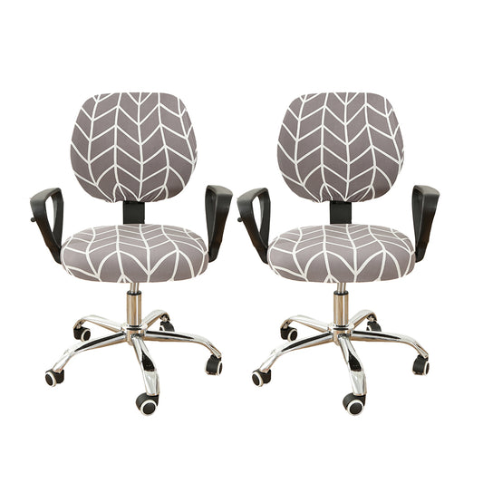 2 Set of 2 Pieces Stretch Split Office Chair Cover Printed Computer Office Chair Covers -Style 3