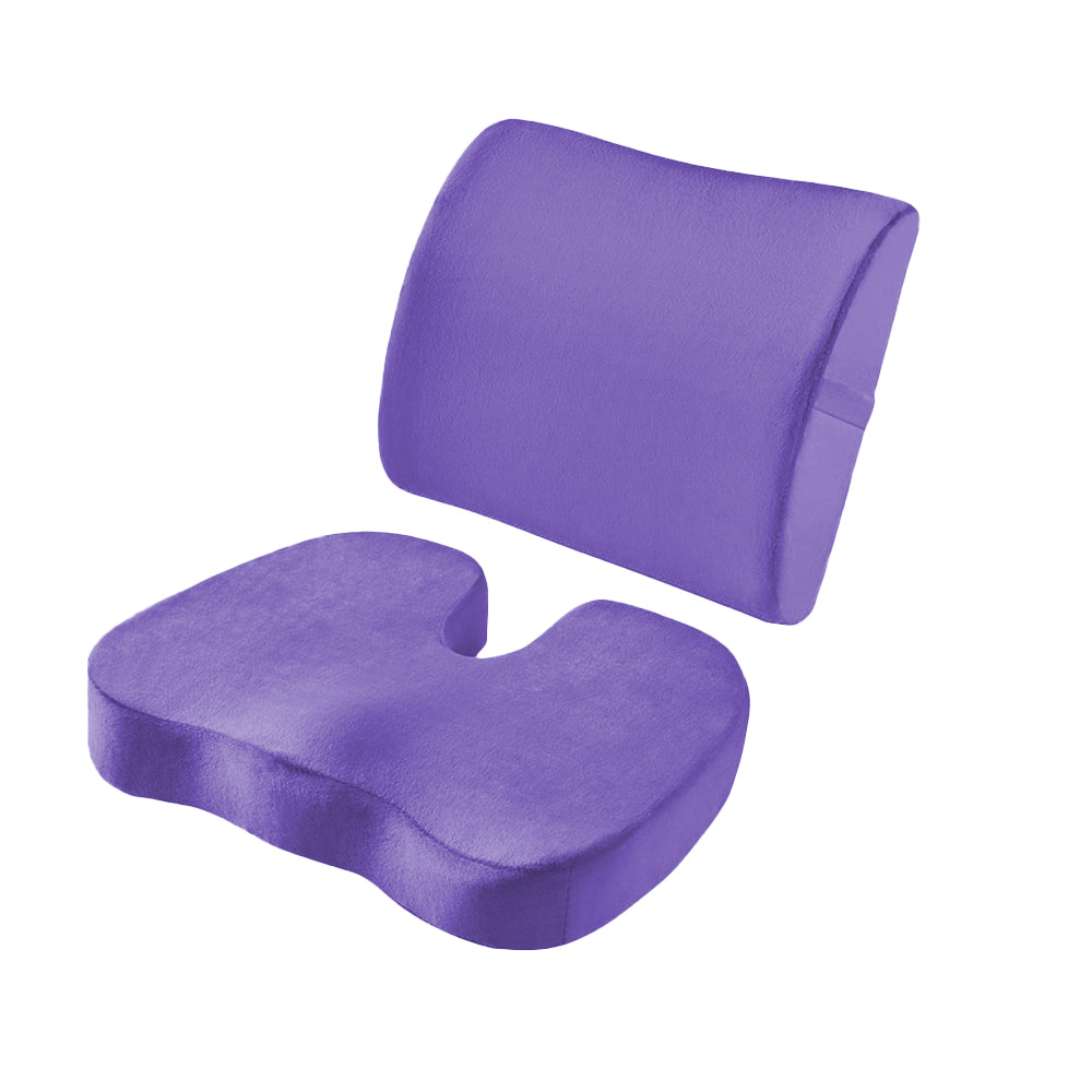 Memory Foam Seat Cushion and Lumbar Support Pillow for Office Chair Car Purple