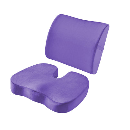 Memory Foam Seat Cushion and Lumbar Support Pillow for Office Chair Car Purple