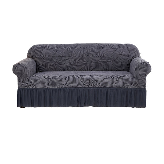 Soft Couch Cover with Skirt Ruffled Stretch Sofa Cover -Grey
