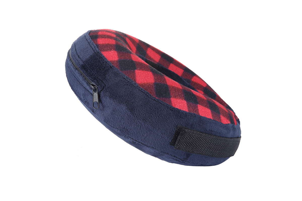 Inflatable Pet Protective Collar - Red and balck grid