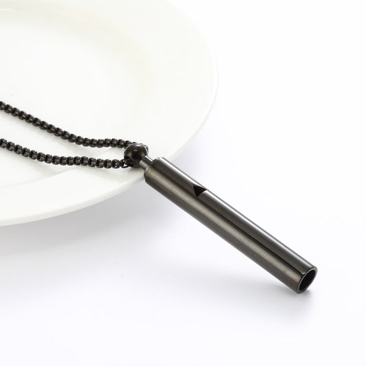 Meditation Necklace Triangle Cutout Necklace Stress Reducing Breathing Necklace Black
