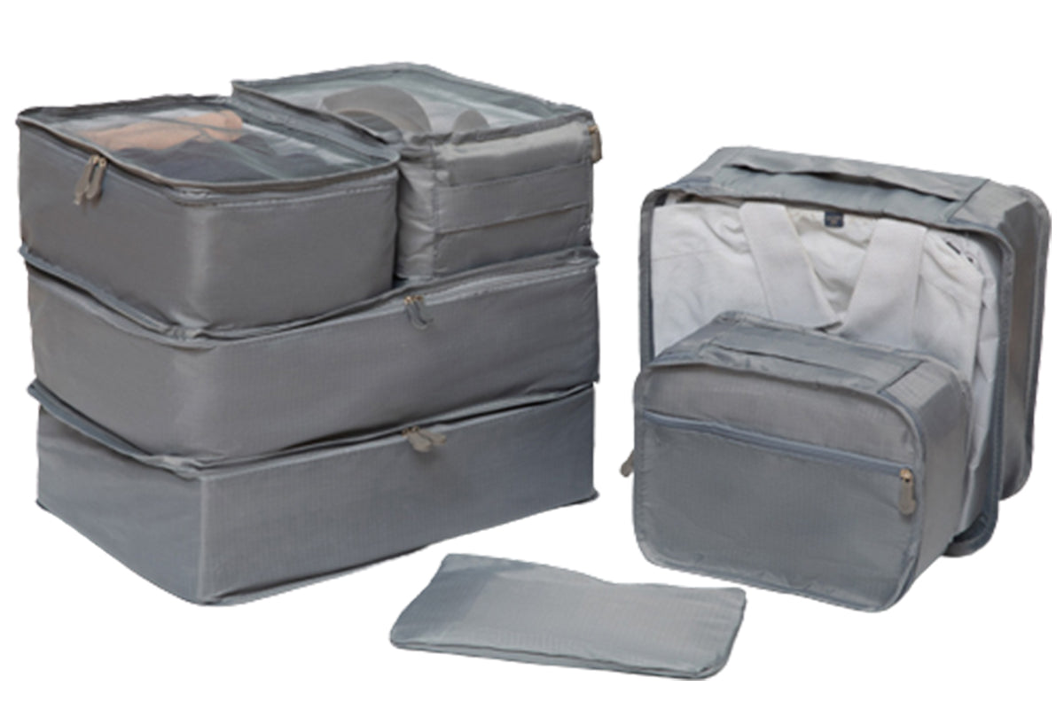 7pcs Travel Luggage Organizer Set Storage Bags-Gray