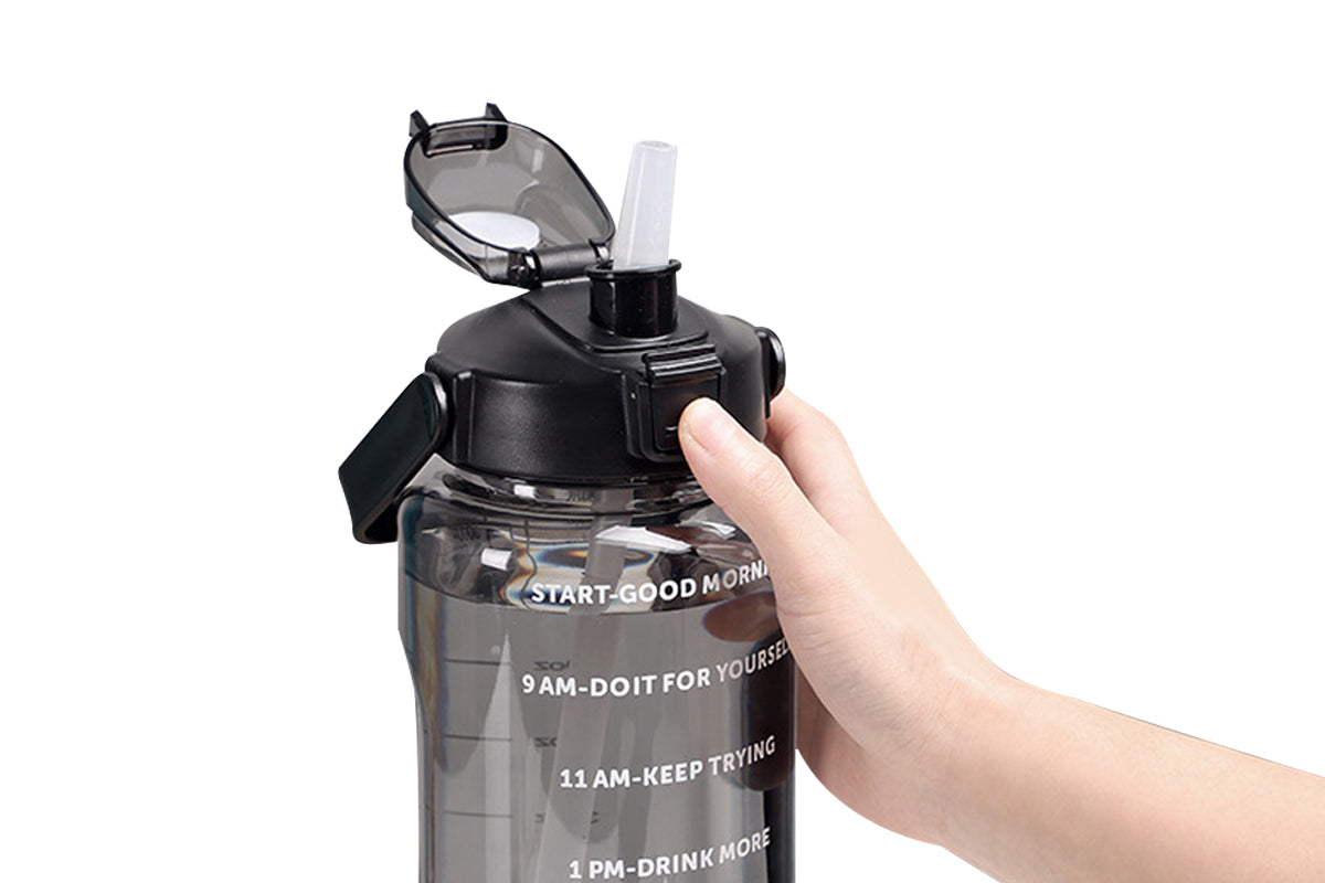 Food Grade Plastic Cup Transparent Drinking Water Bottle 2000ml-Black