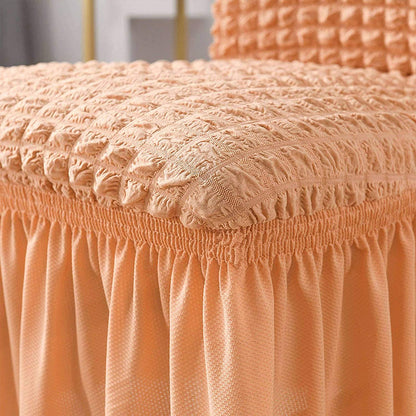 Soft Seersucker Fabric Removable Chair Covers with Lace Skirt -Orange
