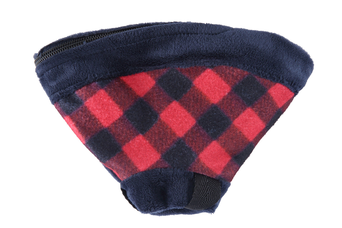 Inflatable Pet Protective Collar - Red and balck grid