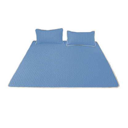 3Pcs Set Cooling Bedding Foldable Mattress Topper Mat Summer Cooling Latex Mattress Pad Blue
