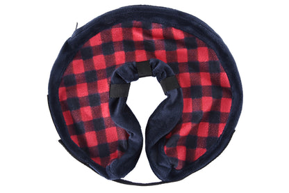 Inflatable Pet Protective Collar - Red and balck grid