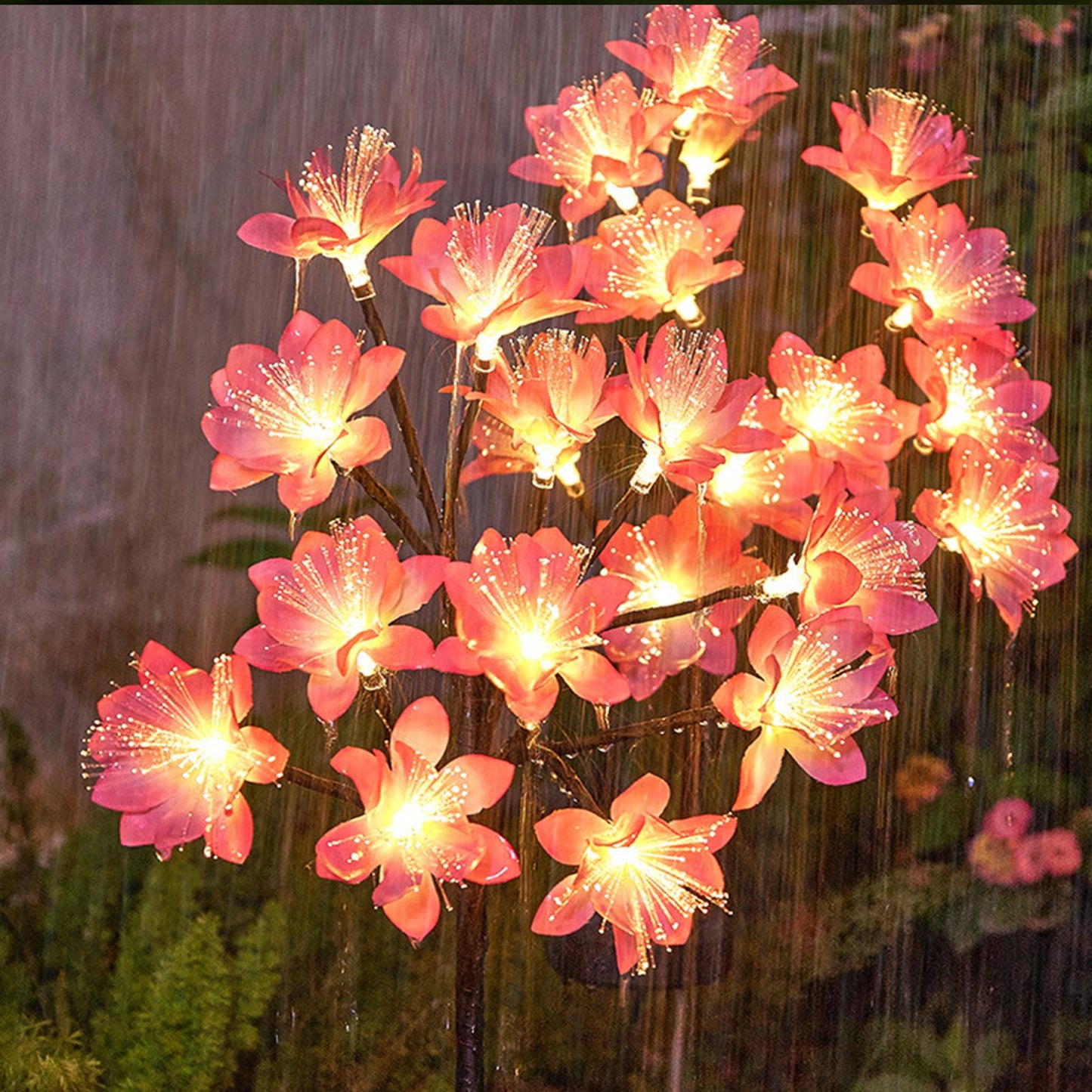 2pcs Solar Garden Lights Orchid Flower Outdoor Stake Solar Powered Landscape Lights -Warm White