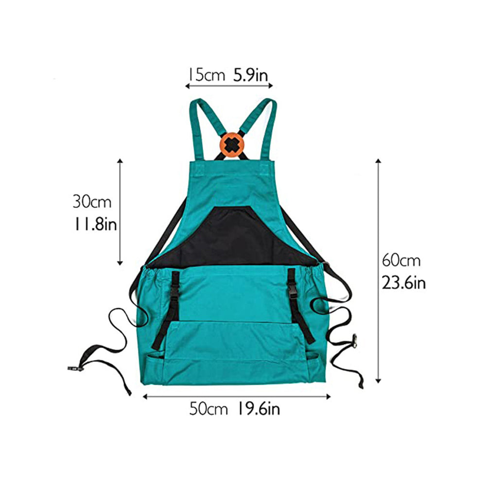 Gardening Apron with Pockets Harvest Weeding Garden Tools Blue