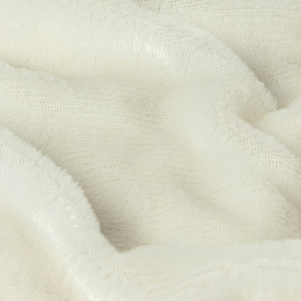 Shaggy Faux Fur Throw Blanket Plush Decorative Couch Sofa Blanket Beige