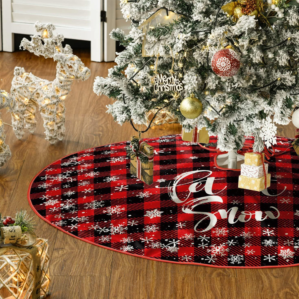 Plaid Christmas Tree Skirt Xmas Tree Skirt Xmas Party Decor Style 1