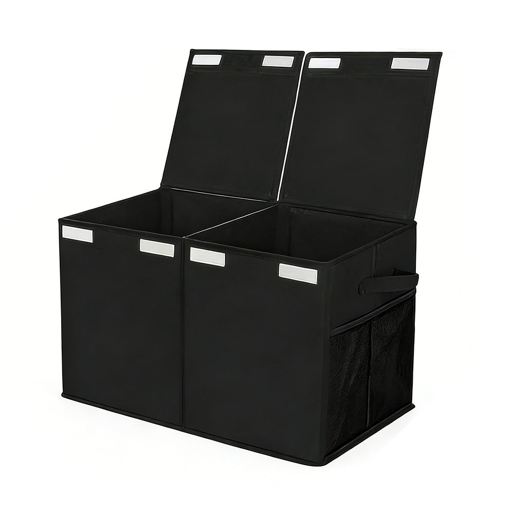 Foldable Toy Storage Organizer Box with Lid and Dividers-Black