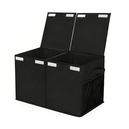 Foldable Toy Storage Organizer Box with Lid and Dividers-Black