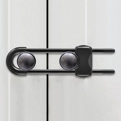 5Pcs Cabinet Locks U-Shaped Drawers Locks for Knob Handle on Door Cupboard -Black