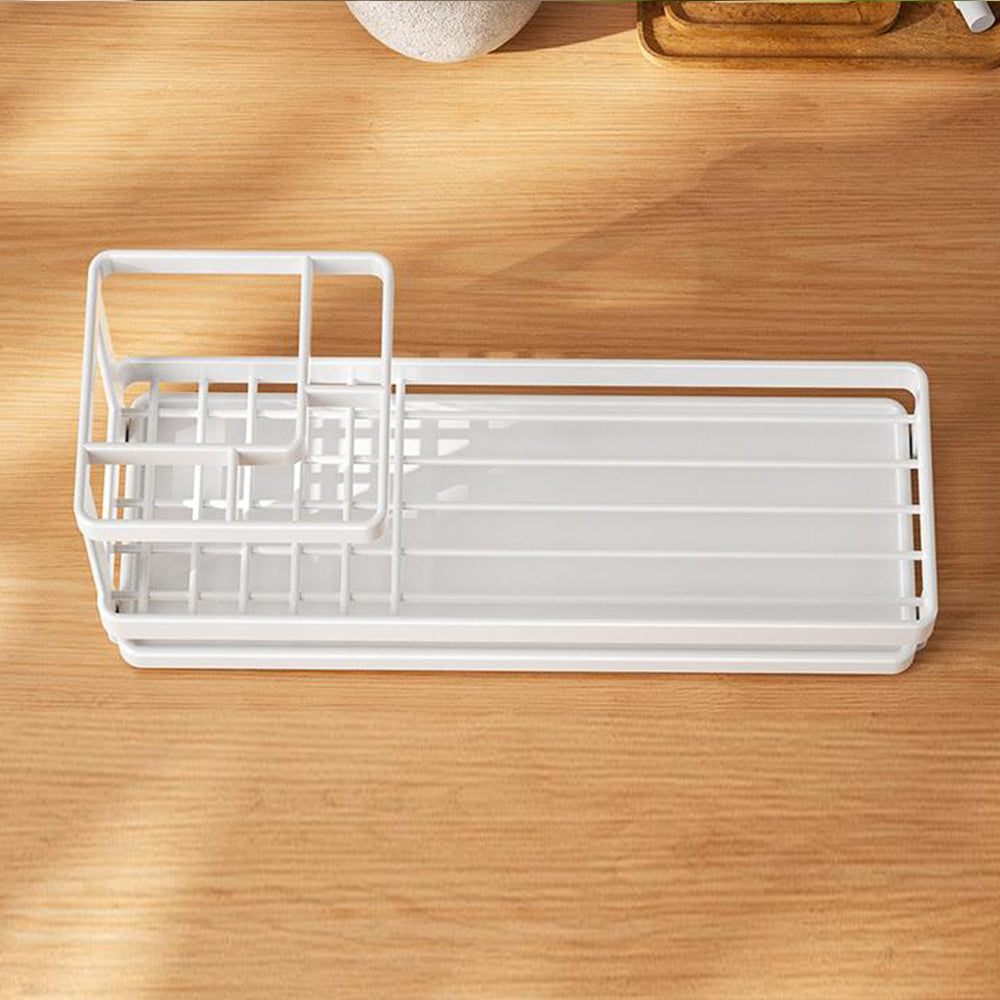 Bathroom Toothbrush Holders Metal Tooth Brush Toothpaste Organizer with Drainage White