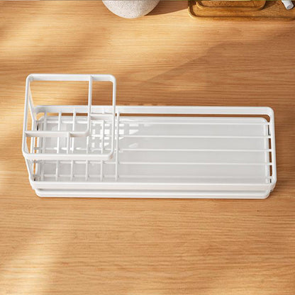 Bathroom Toothbrush Holders Metal Tooth Brush Toothpaste Organizer with Drainage White